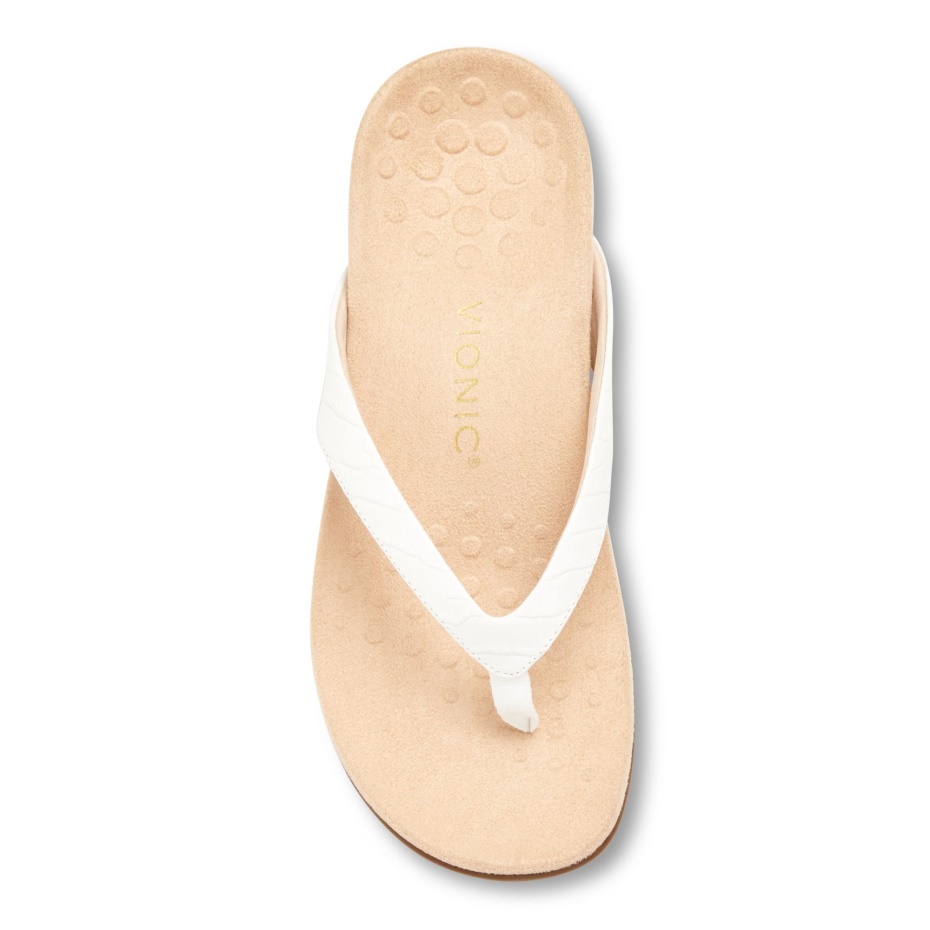 Dillon Toe Post Sandalia Cocodrilo Blanco Vionic