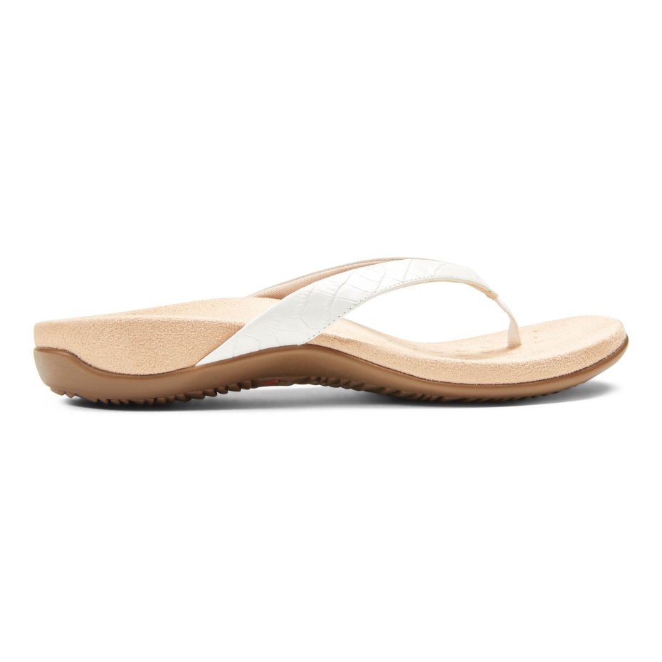 Dillon Toe Post Sandalia Cocodrilo Blanco Vionic