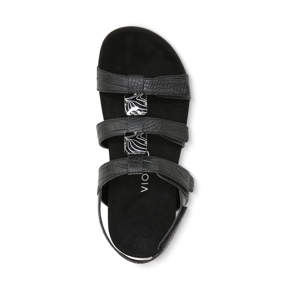 Sandalia Ajustable ámbar Vionic Cocodrilo Negro