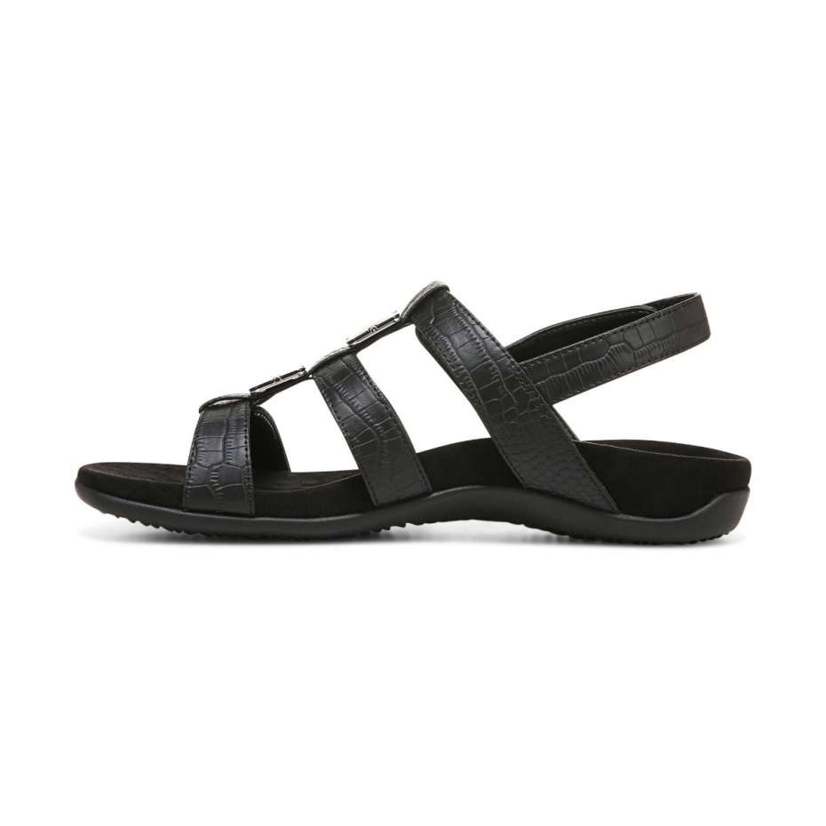 Sandalia Ajustable ámbar Vionic Cocodrilo Negro