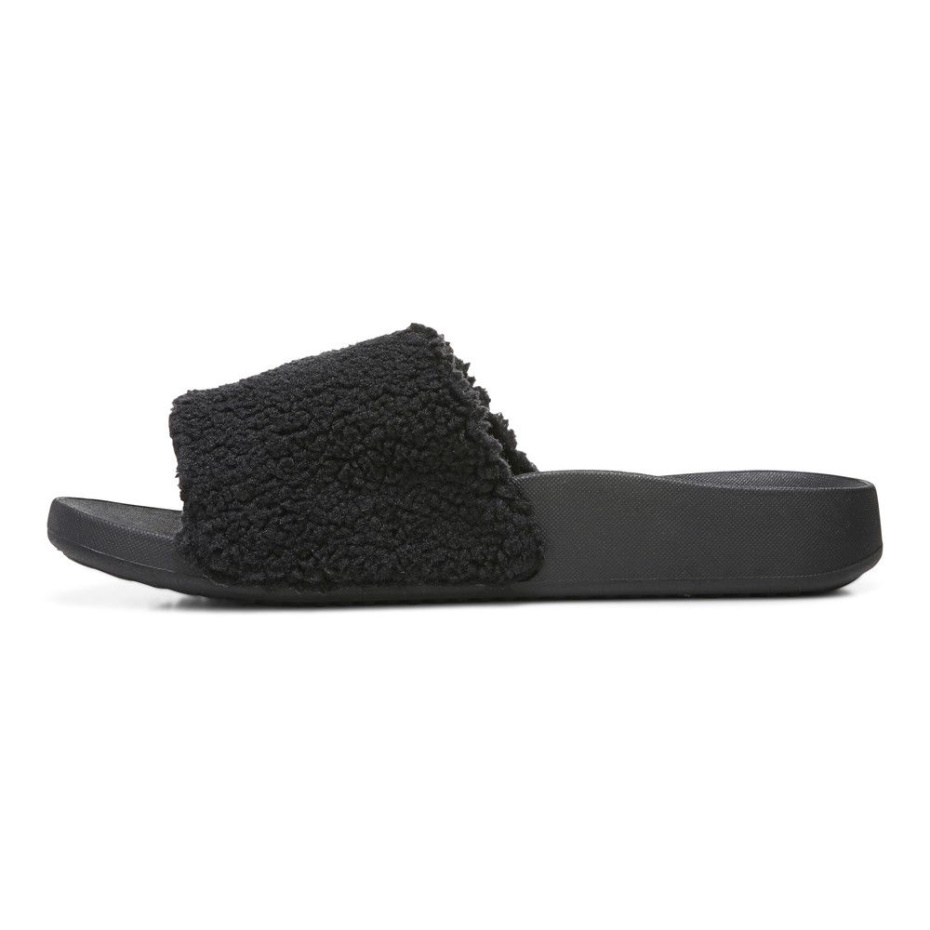 Sandalia De Piel De Oveja Negra Keira Slide Vionic