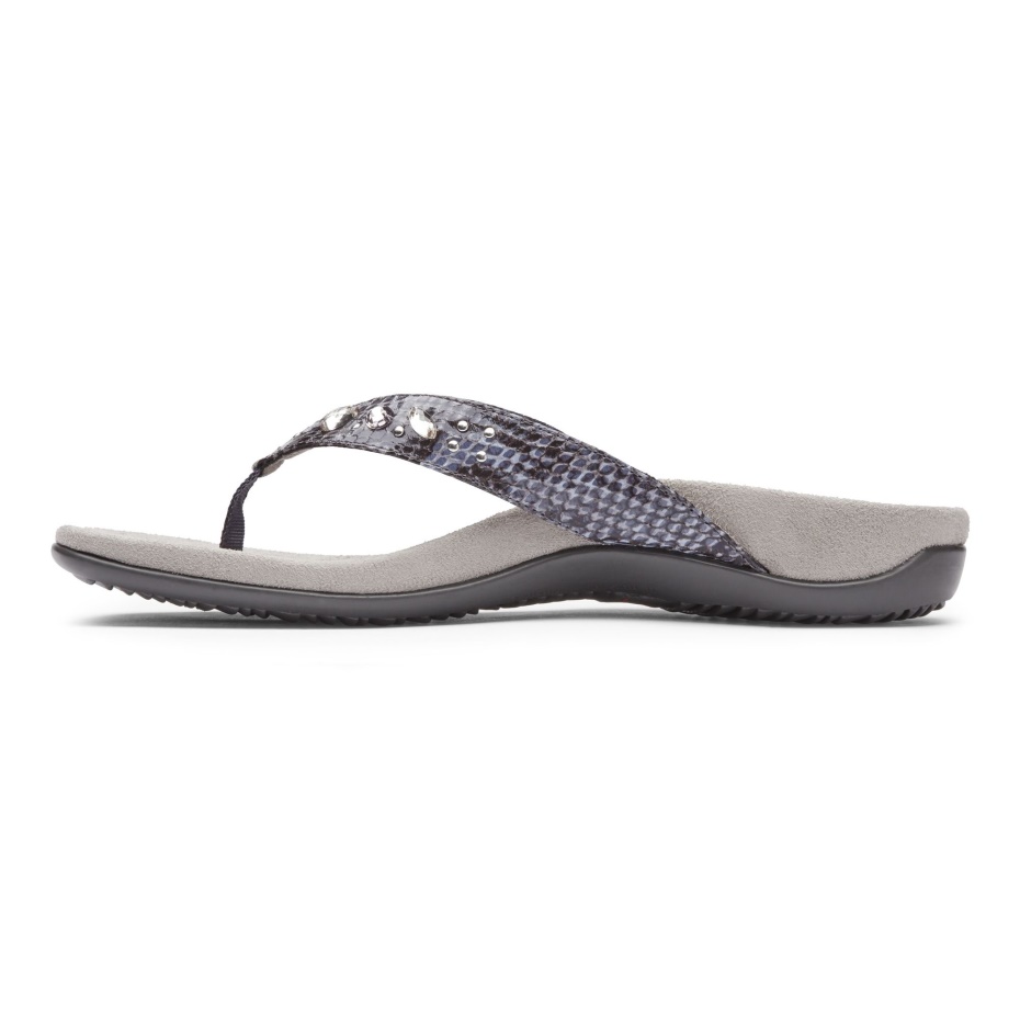 Sandalia Serpiente Lucia Toe Post Gris Pizarra Vionic