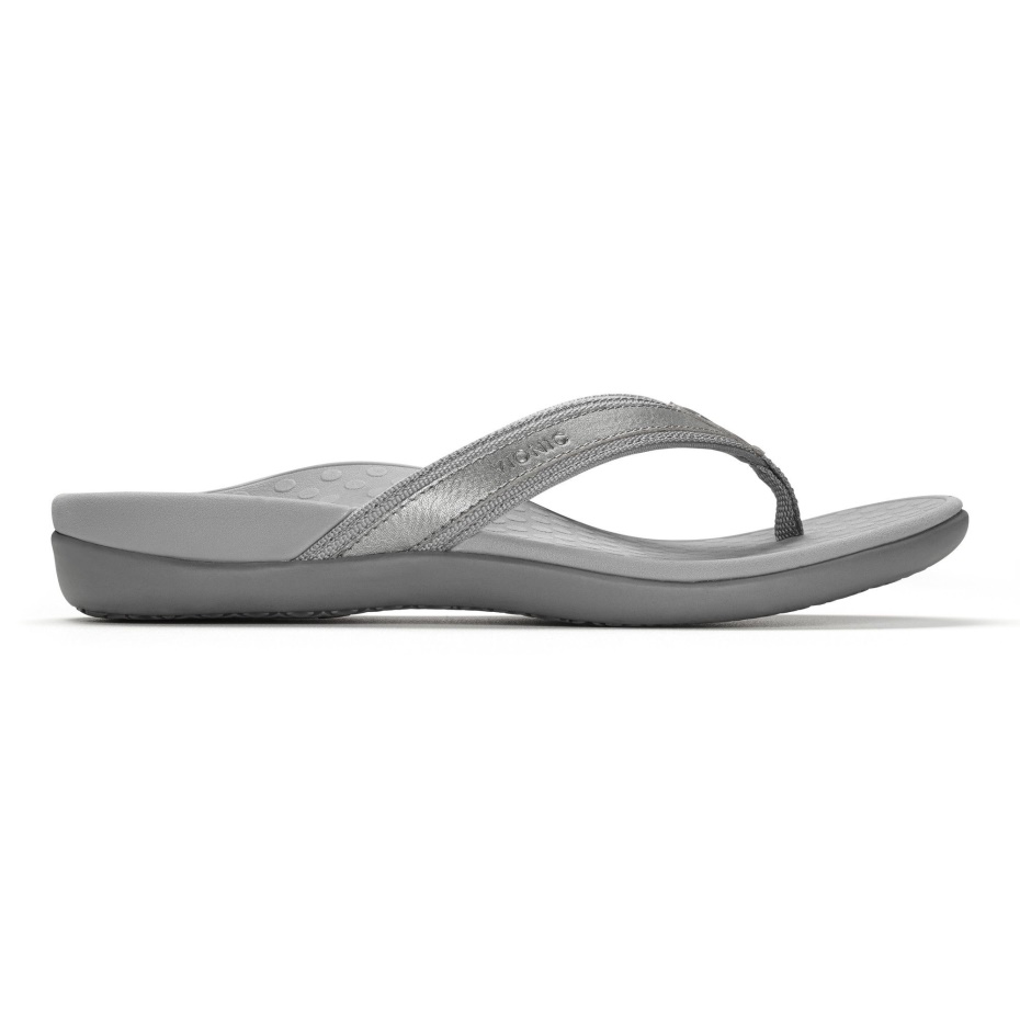 Sandalia Vionic Tide Ii Toe Post Peltre Metalizado
