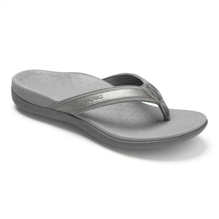 Sandalia Vionic Tide Ii Toe Post Peltre Metalizado