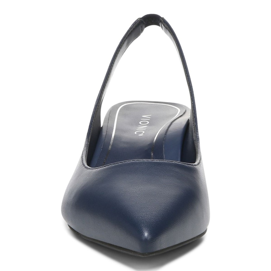 Tacón Mini Ziva De Cuero Azul Marino Vionic