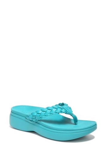 Vionic Blue Kenji Thong Sandalias De Cuña De Moda