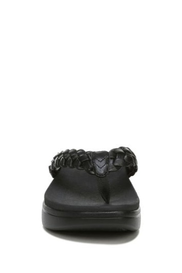 Vionic Kenji Tanga Sandalias De Cuña Negras