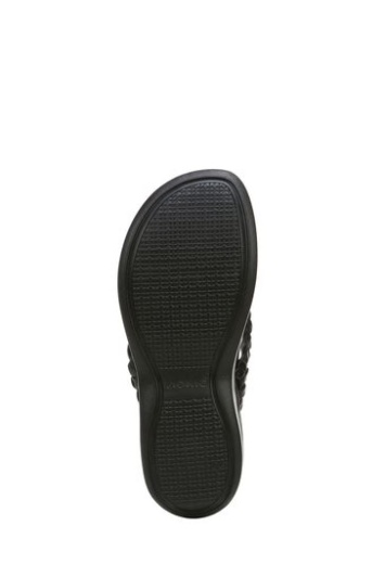 Vionic Kenji Tanga Sandalias De Cuña Negras
