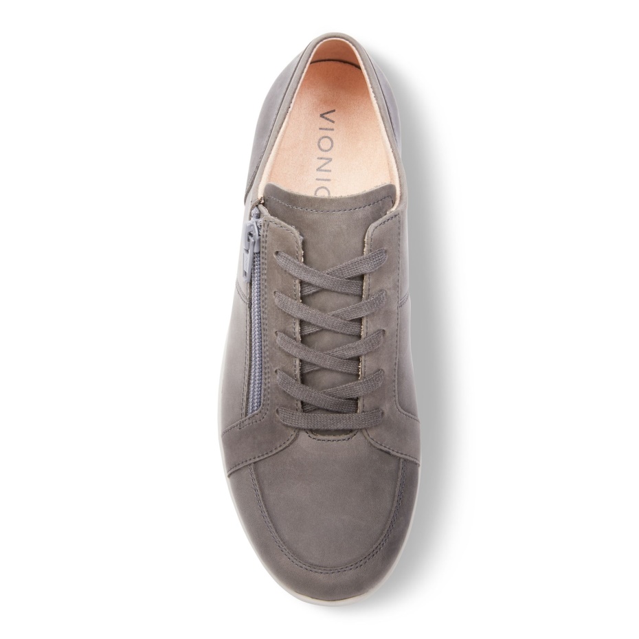 Vionic Nubuck Gris Pizarra Con Cordones Abigail