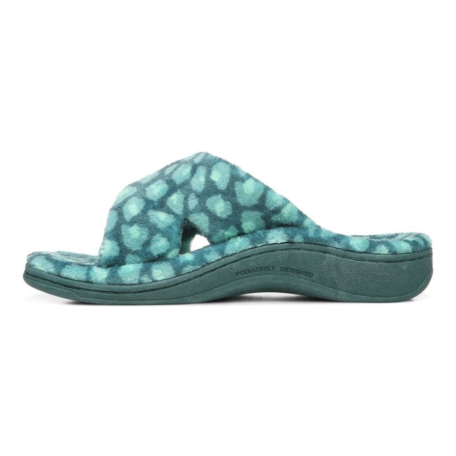 Vionic Relax Zapatilla Ramillete Leopardo Verde