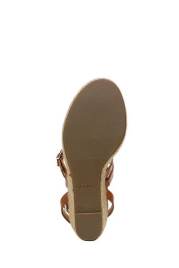 Vionic Sabina Sandalias De Cuero Marrón Con Tira Al Tobillo