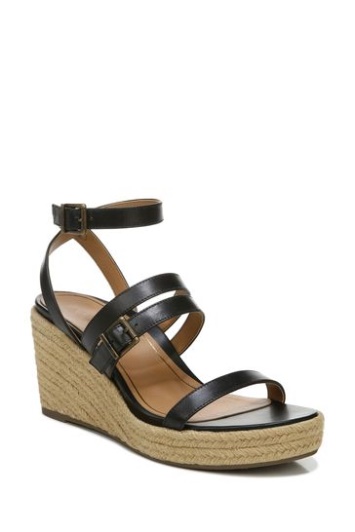 Vionic Sabina Sandalias De Cuero Negro Con Correa En El Tobillo