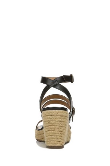 Vionic Sabina Sandalias De Cuero Negro Con Correa En El Tobillo