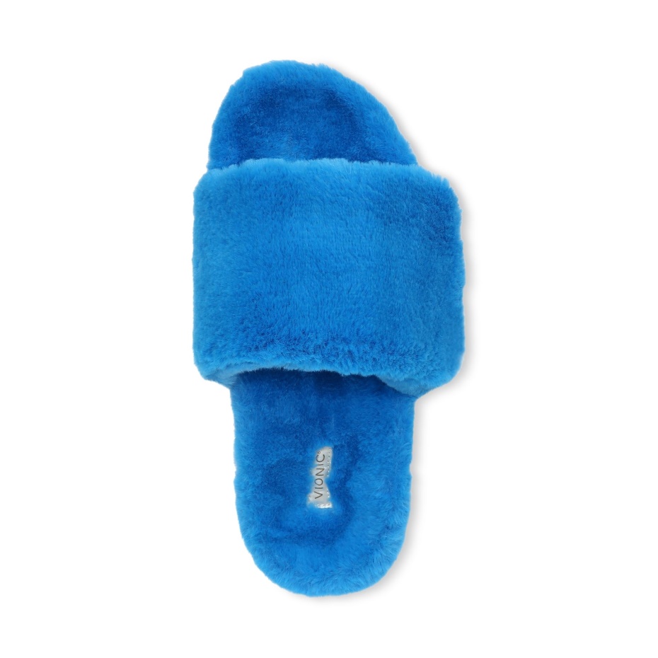 Zapatilla De Peluche Vionic Dream Azul Atómico De Peluche