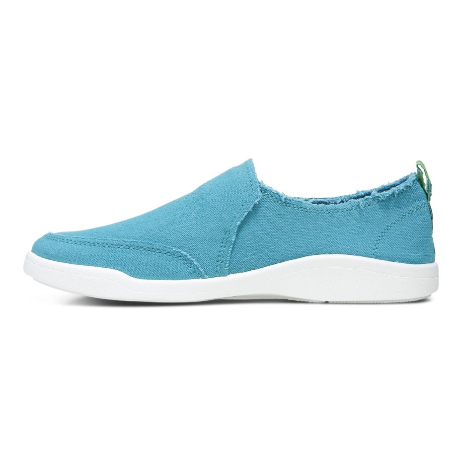 Zapatilla Sin Cordones Vionic Beach Malibu Lona Lona Azul Lago