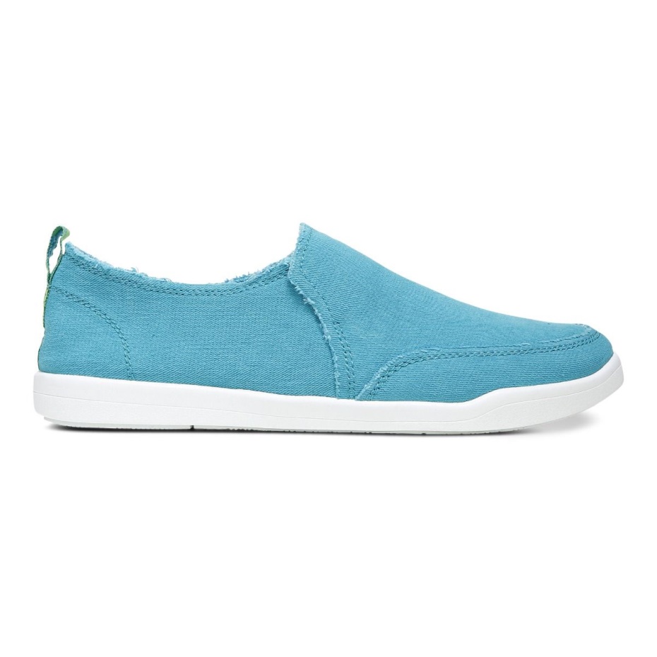 Zapatilla Sin Cordones Vionic Beach Malibu Lona Lona Azul Lago