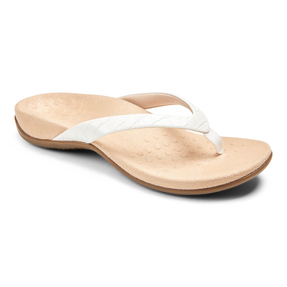 Dillon Toe Post Sandalia Cocodrilo Blanco Vionic