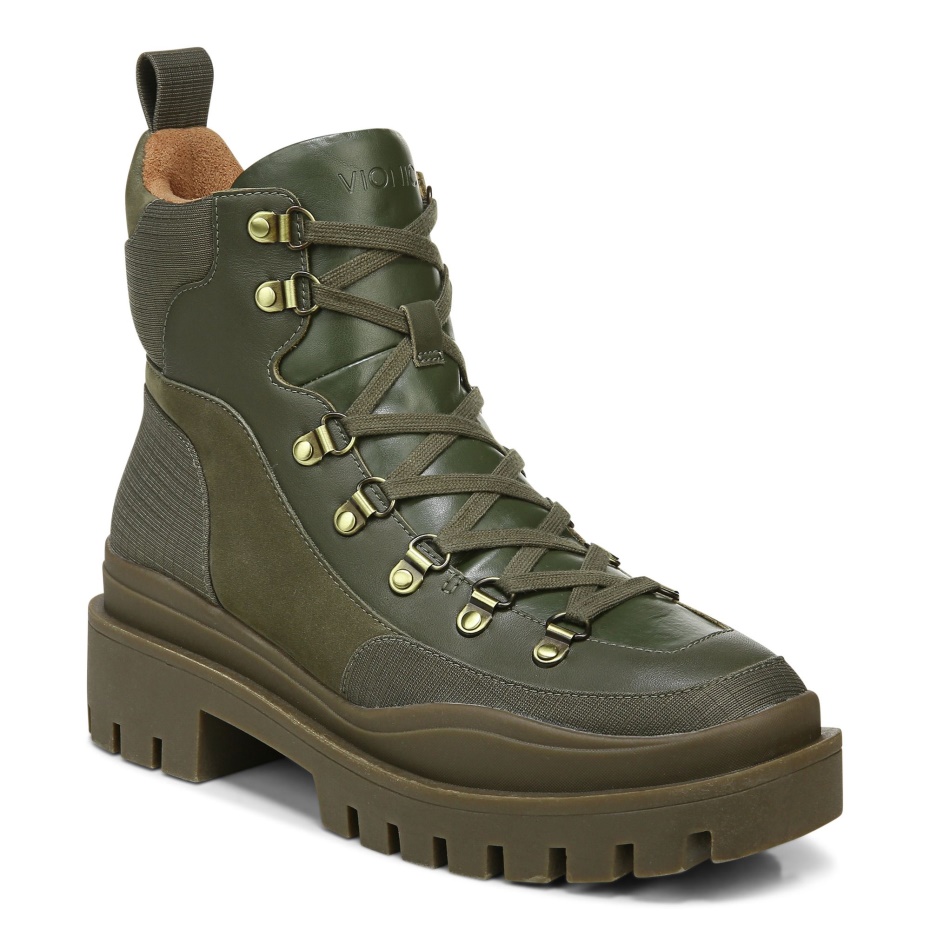 Bota Jaxen Textil De Cuero Verde Oliva Vionic
