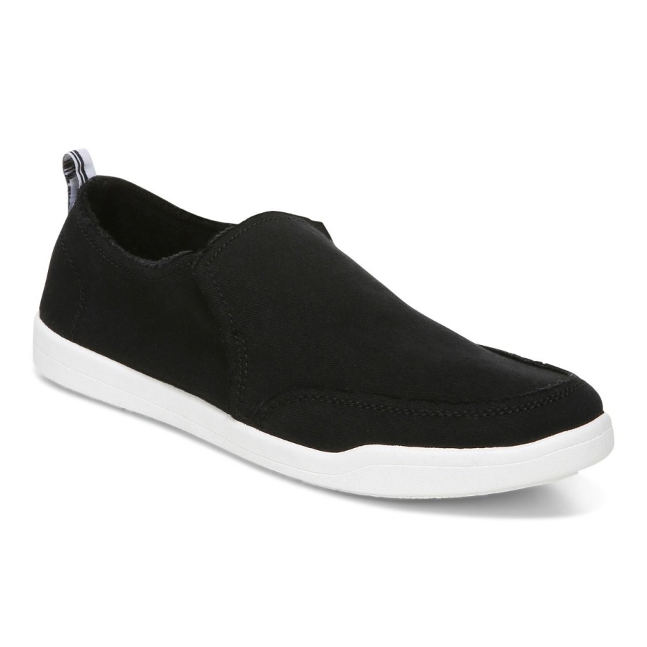 Zapatilla De Lona Negra Vionic Beach Malibu Slip On: Lona