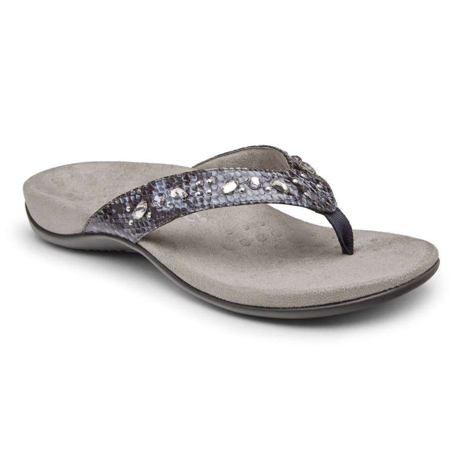 Sandalia Serpiente Lucia Toe Post Gris Pizarra Vionic